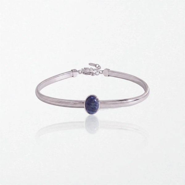 Blue Lazurite Snake Choker - Silver - Margaux