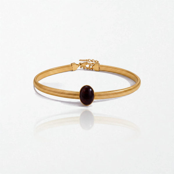 Brown Resin Snake Choker - 18K Gold Plated - Colette