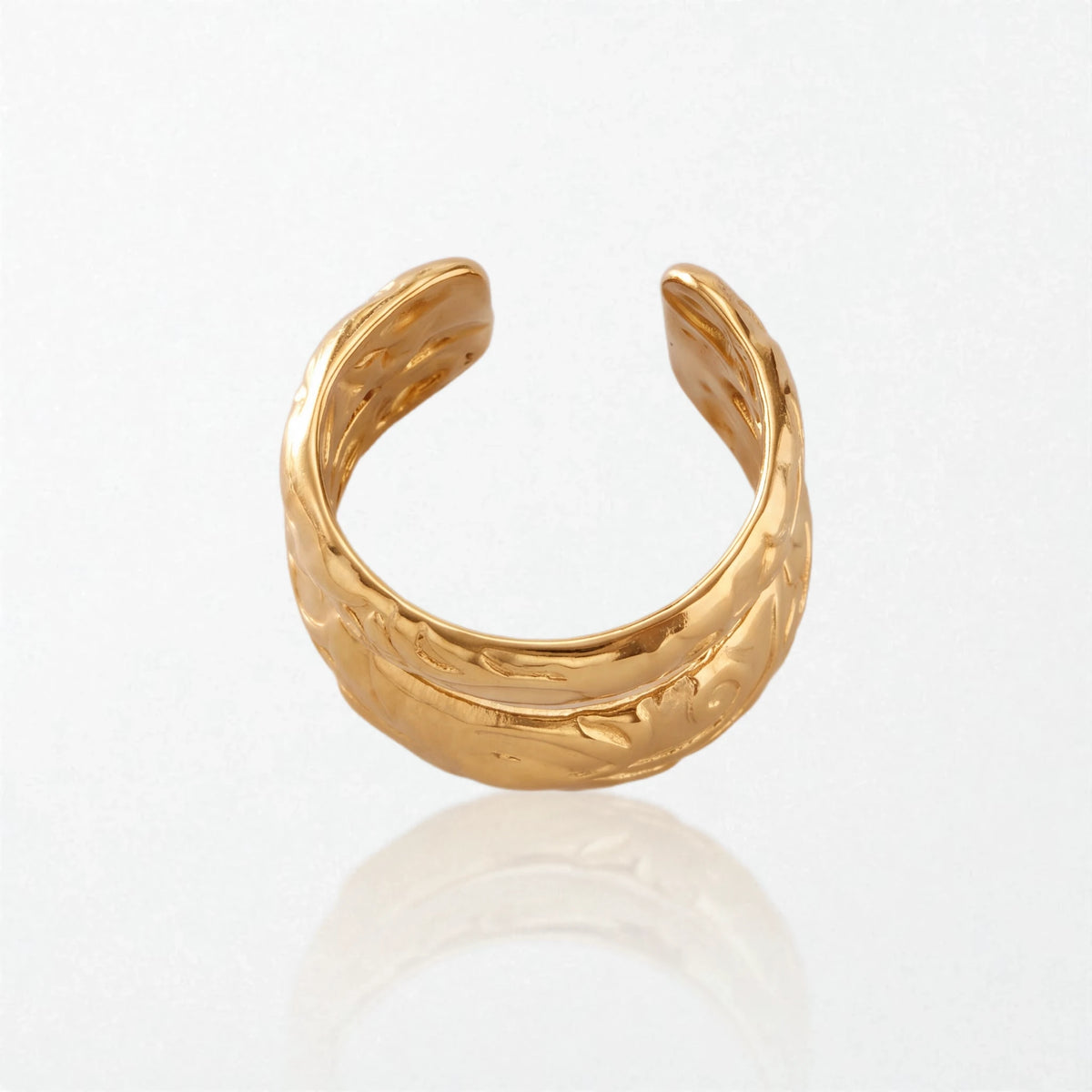 Carved Floral Double Ear Cuff - 18K Gold Plated - Clemence