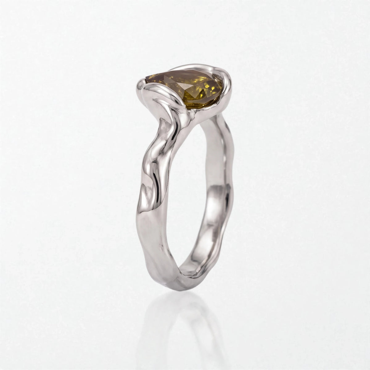 Molten Teardrop Stone Ring - Stainless Steel - Aurore