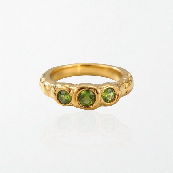 Molten Triple Stone Ring - Stainless Steel - Serafina