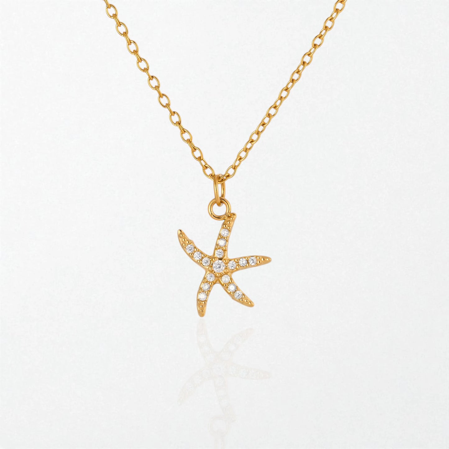Pavé Starfish Necklace - 18K Gold Plated - Lucia