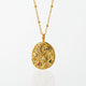 Vintage Celestial Texture Pendant Necklace - 18K Gold Plated - Lyra