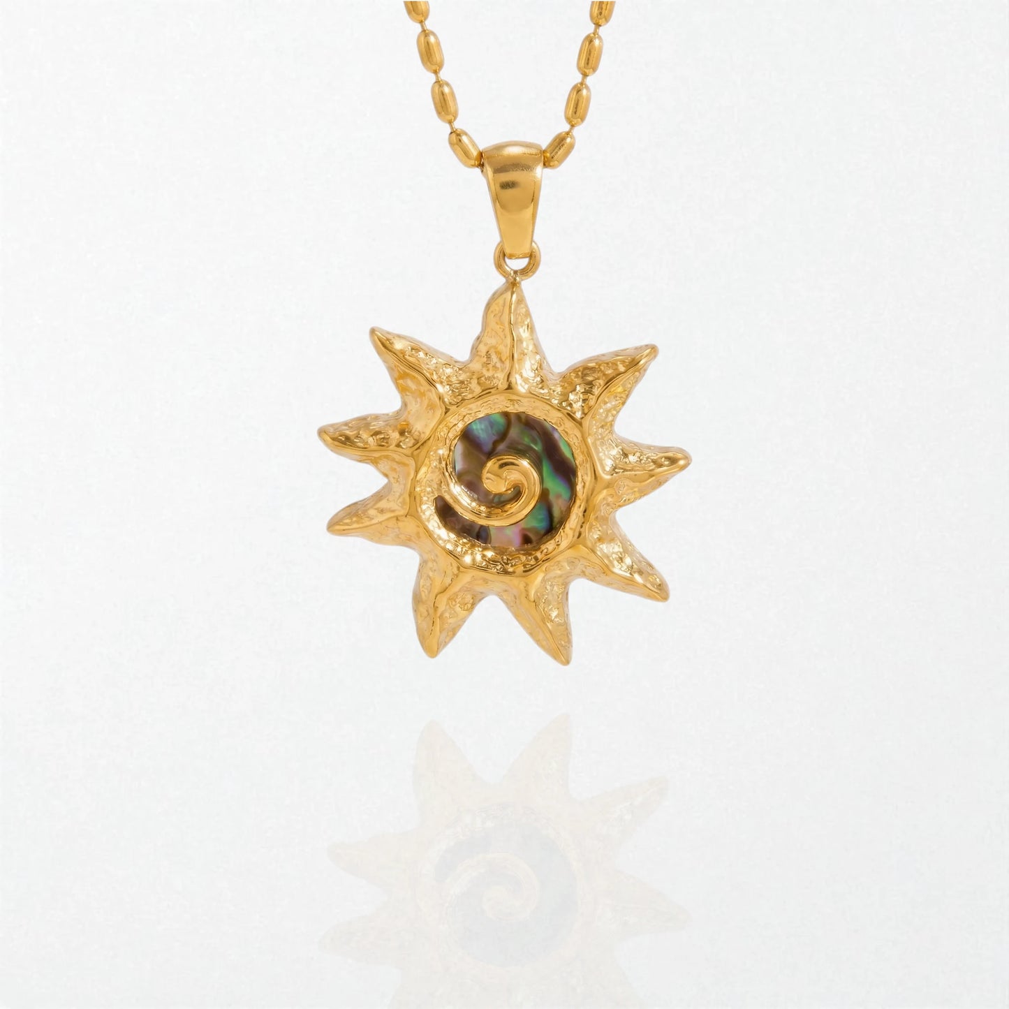 Abalone Sunburst Necklace - 18K Gold Plated - Solana
