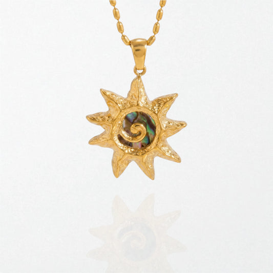 Abalone Sunburst Necklace - 18K Gold Plated - Solana