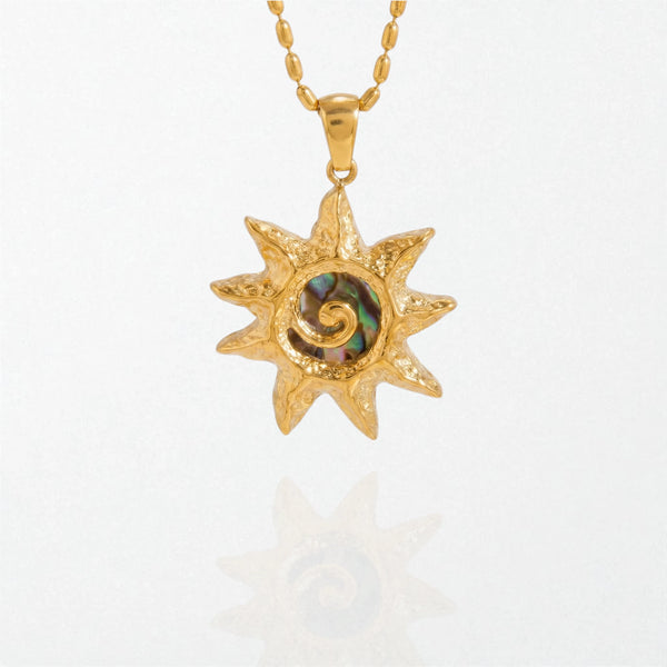Abalone Sunburst Necklace - 18K Gold Plated - Solana