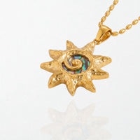 Abalone Sunburst Necklace - 18K Gold Plated - Solana