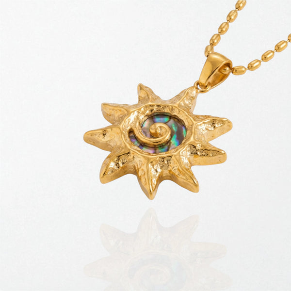 Abalone Sunburst Necklace - 18K Gold Plated - Solana