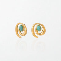 Amazonite Swirl Earrings - 18K Gold Plated - Ines