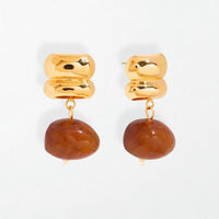 Amber Resin Drop Earrings - 18K Gold Plated - Hazel