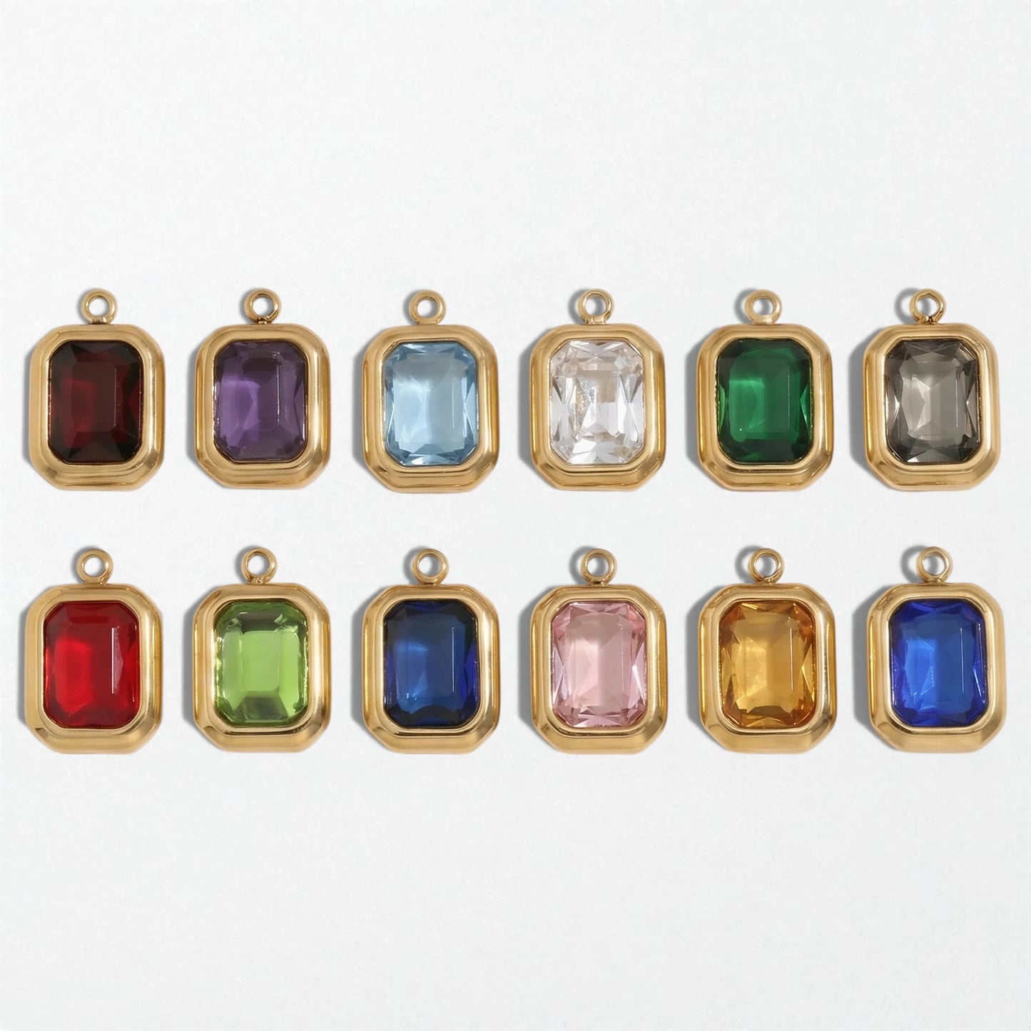 Birthstone Charm Pendant - 18K Gold Plated