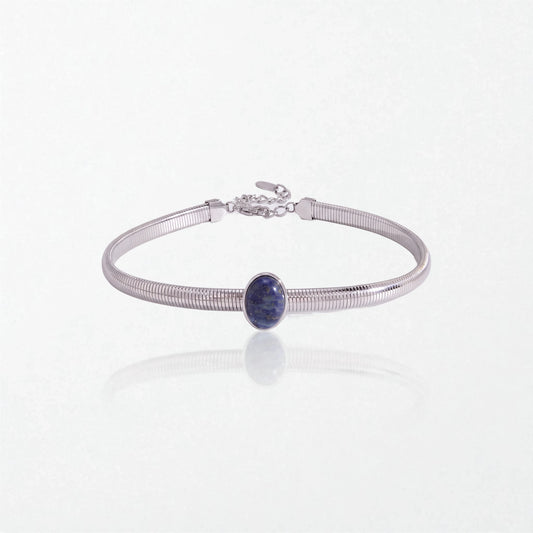 Blue Lazurite Snake Choker - Silver - Margaux
