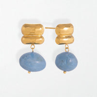 Blue Resin Drop Earrings - 18K Gold Plated - Ondine