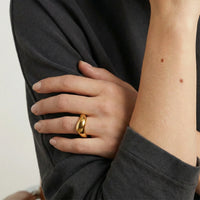 Bold Contour Dome Ring - Stainless Steel - Freya