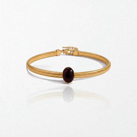 Brown Resin Snake Choker - 18K Gold Plated - Colette