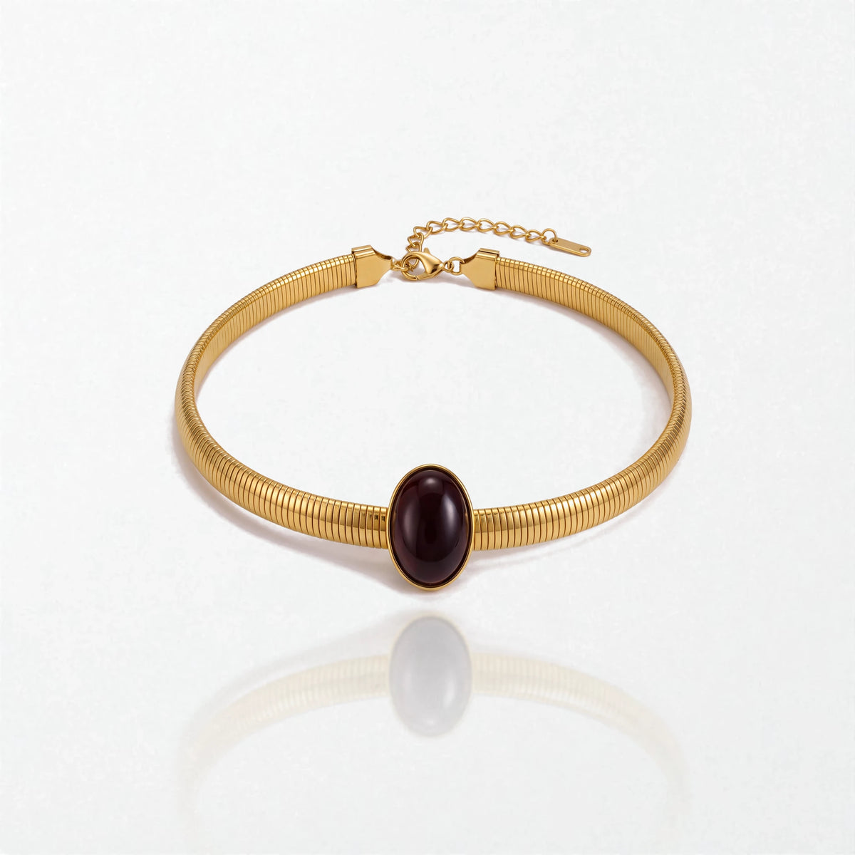 Brown Resin Snake Choker - 18K Gold Plated - Colette