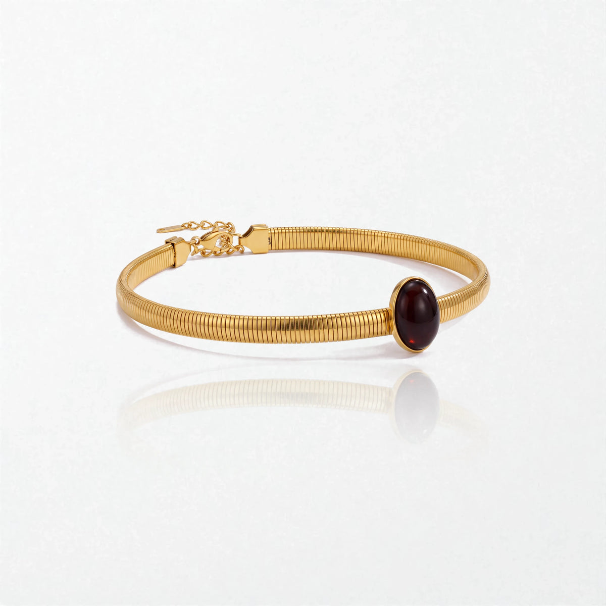 Brown Resin Snake Choker - 18K Gold Plated - Colette