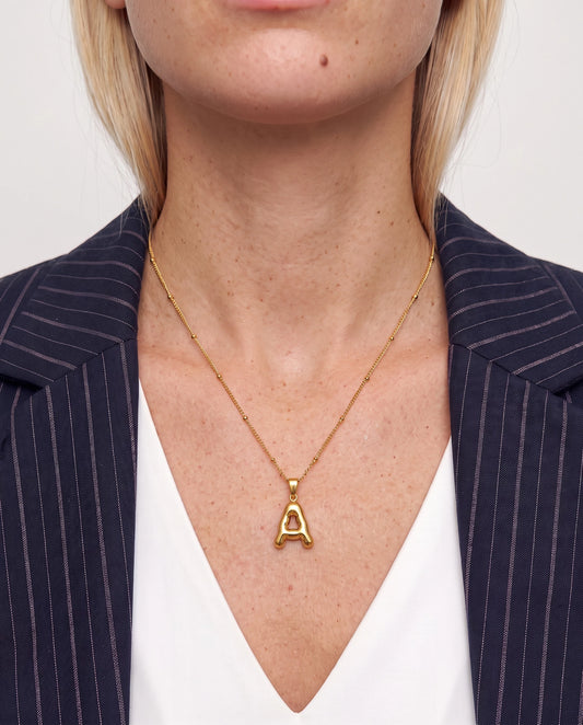Bubble Initial Necklace - 18K Gold Plated - Tilda