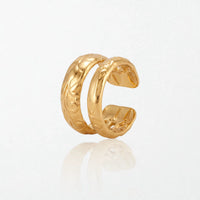 Carved Floral Double Ear Cuff - 18K Gold Plated - Clemence