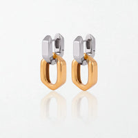 Chunky Hexagon Link Drop Earrings - Stainless Steel - Rina