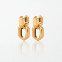 Chunky Hexagon Link Drop Earrings - Stainless Steel - Rina