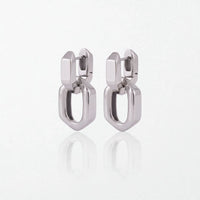 Chunky Hexagon Link Drop Earrings - Stainless Steel - Rina