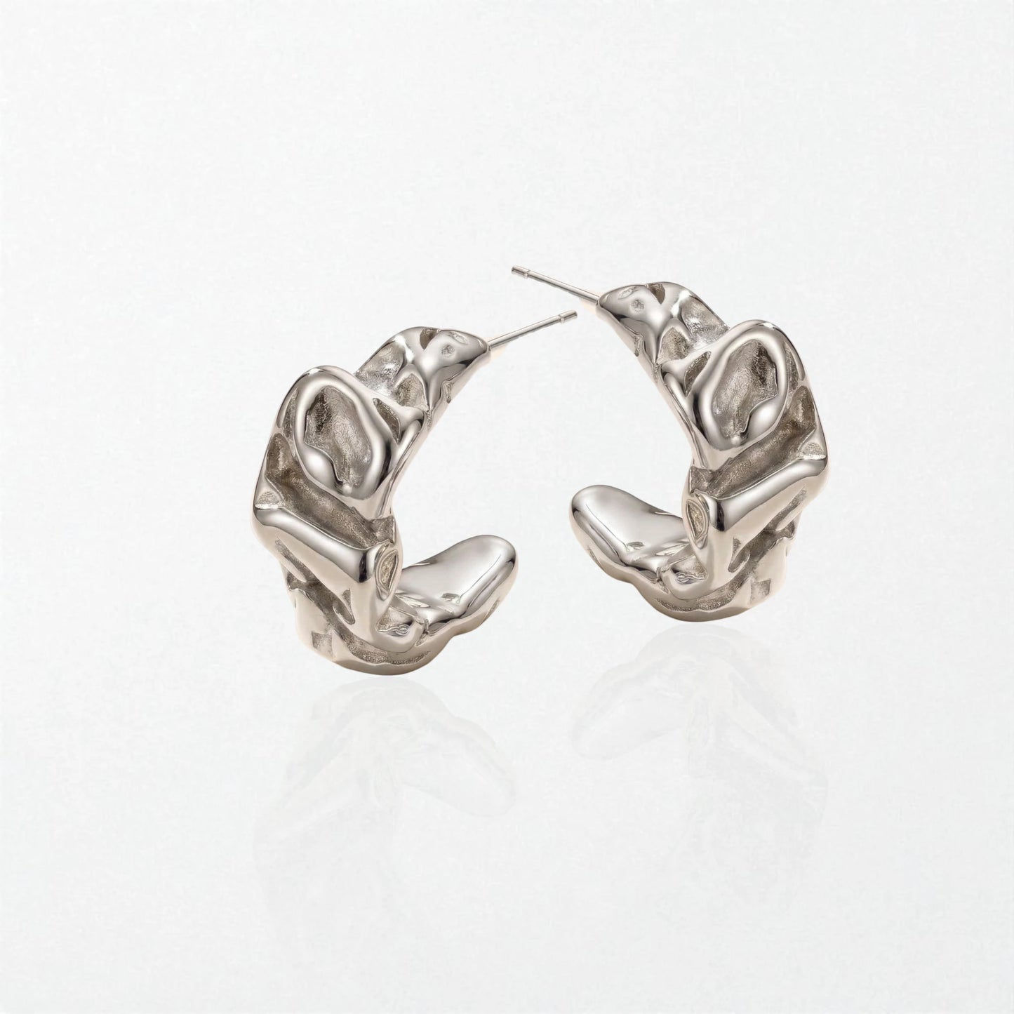 Chunky Molten Hoops - Stainless Steel - Thalia