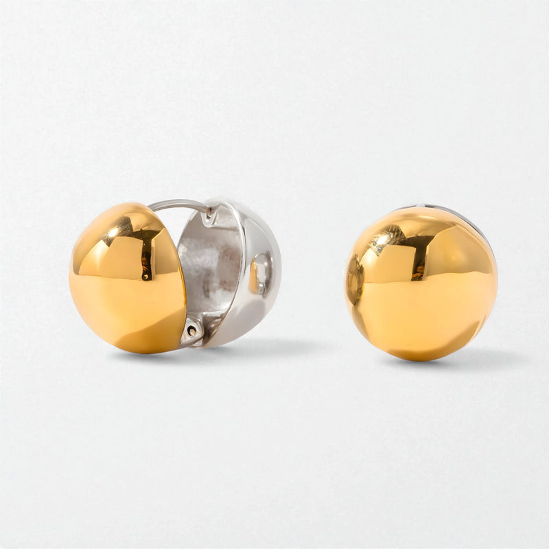Chunky Two-Tone Sphere Huggies - Stainless Steel - Orla