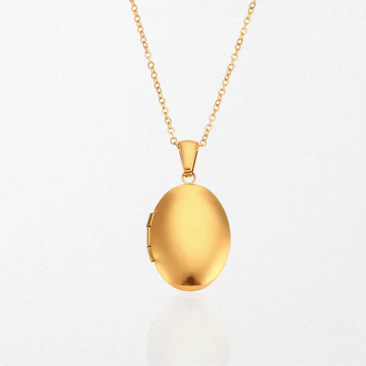 Classic Oval Locket Necklace - 18K Gold Plated - Josephine