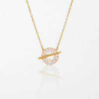 Crystal Halo T-Bar Necklace - 18K Gold Plated - Georgina