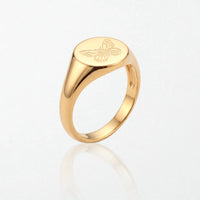Engraved Butterfly Signet Ring - 18K Gold Plated - Harriet