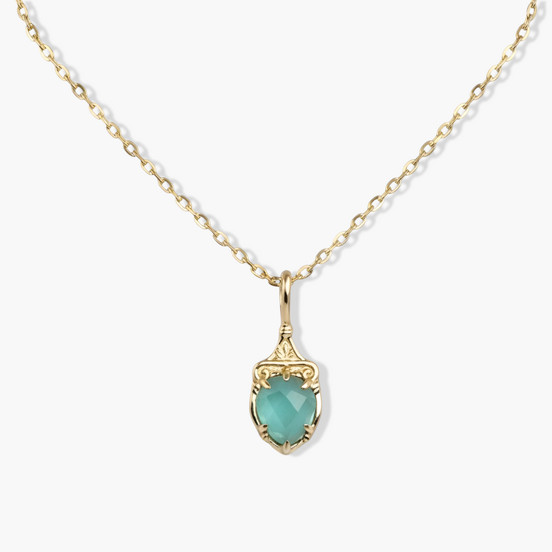 Dolomite Teardrop 14K Gold Plated Necklace - Caterina