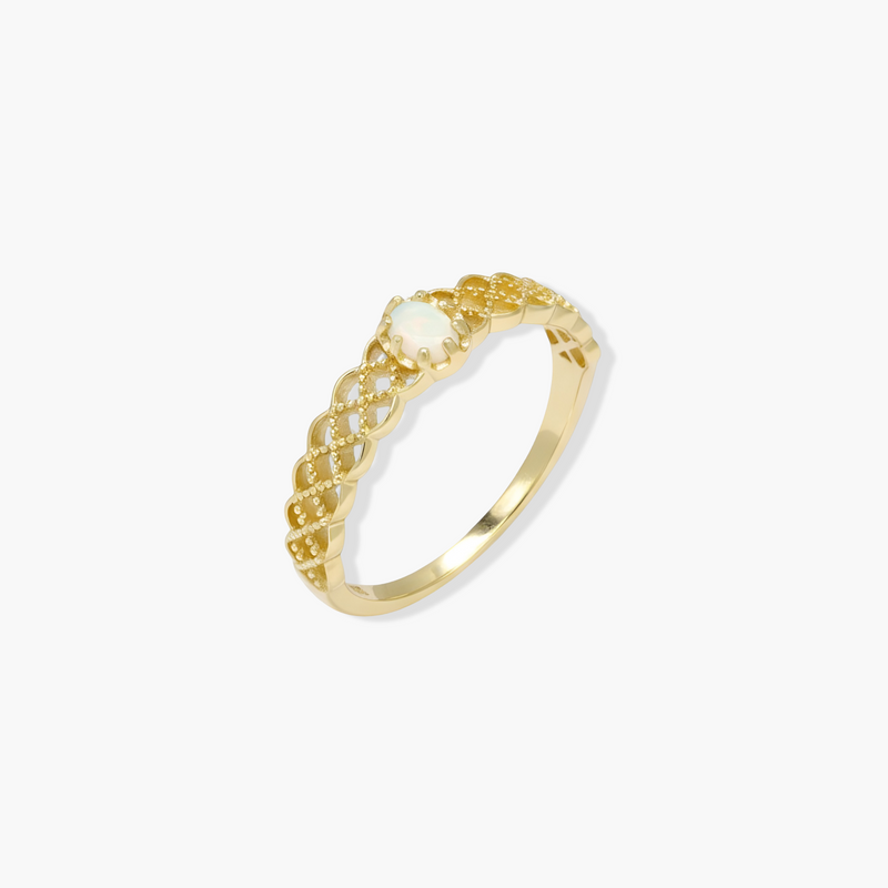 Opal Lattice 14K Gold Plated Ring - Valentina