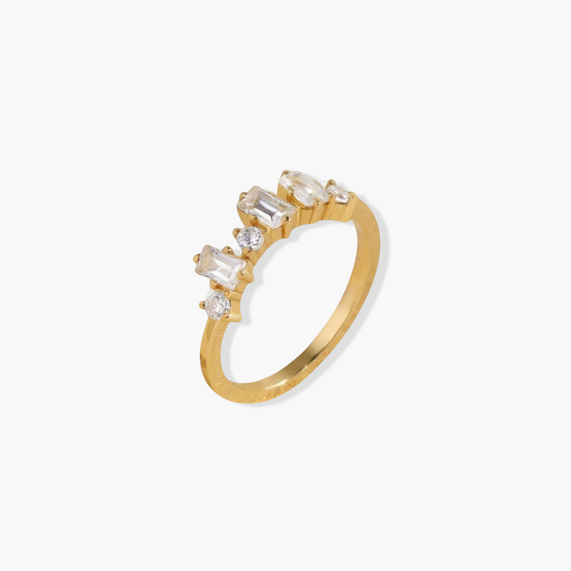 White Crystal Cluster 14K Gold Plated Ring - Beatrice