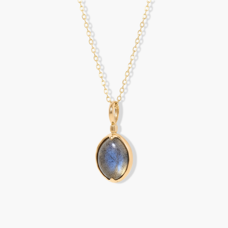 Natural Labradorite Bezel Gold Plated Necklace - Eleonora
