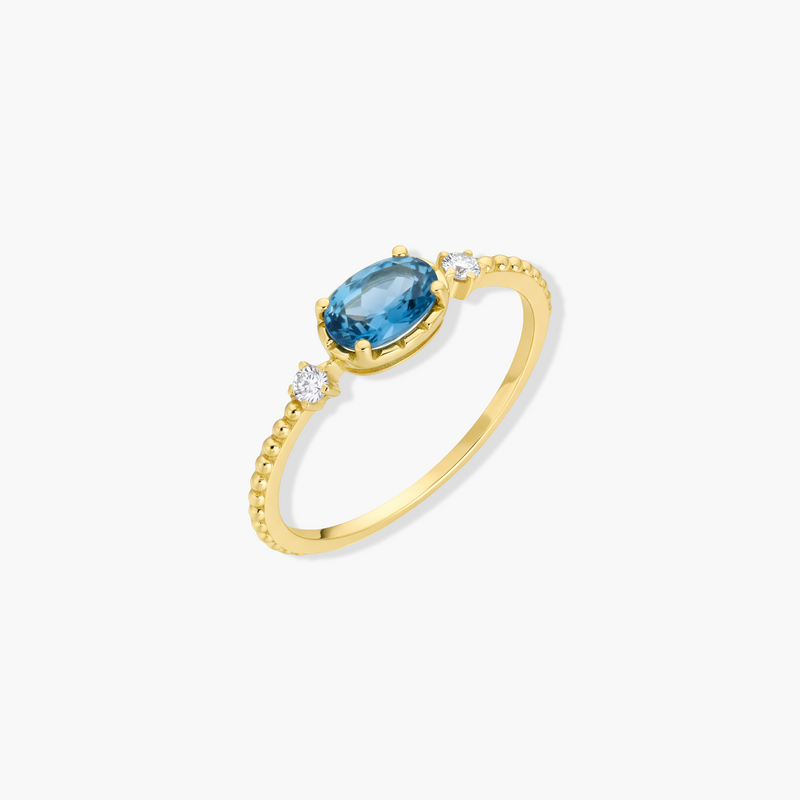 Blue Topaz Pave 14K Gold Plated Ring - Isabella