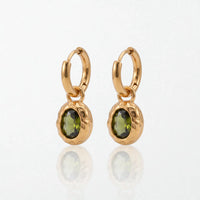Hammered Stone Drop Huggies - 18K Gold Plated - Juliette