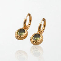Hammered Stone Drop Huggies - 18K Gold Plated - Juliette