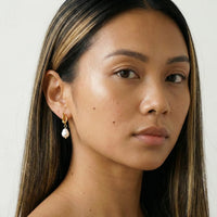 Intertwined Knot Pearl Drop Earrings - 18K Gold Plated - Maja