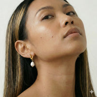 Intertwined Knot Pearl Drop Earrings - 18K Gold Plated - Maja