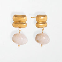 Ivory Resin Drop Earrings - 18K Gold Plated - Bianca