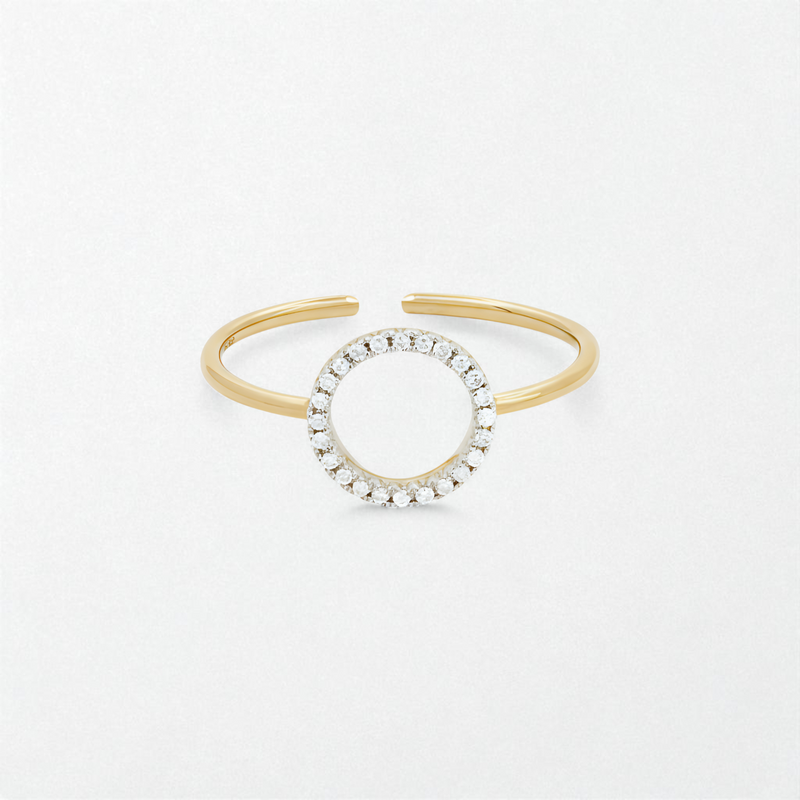 Delicate Circle Pave S925 Gold Plated Ring - Mia