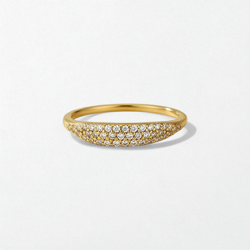 Pave Signet S925 18K Gold Plated Ring - Scarlett