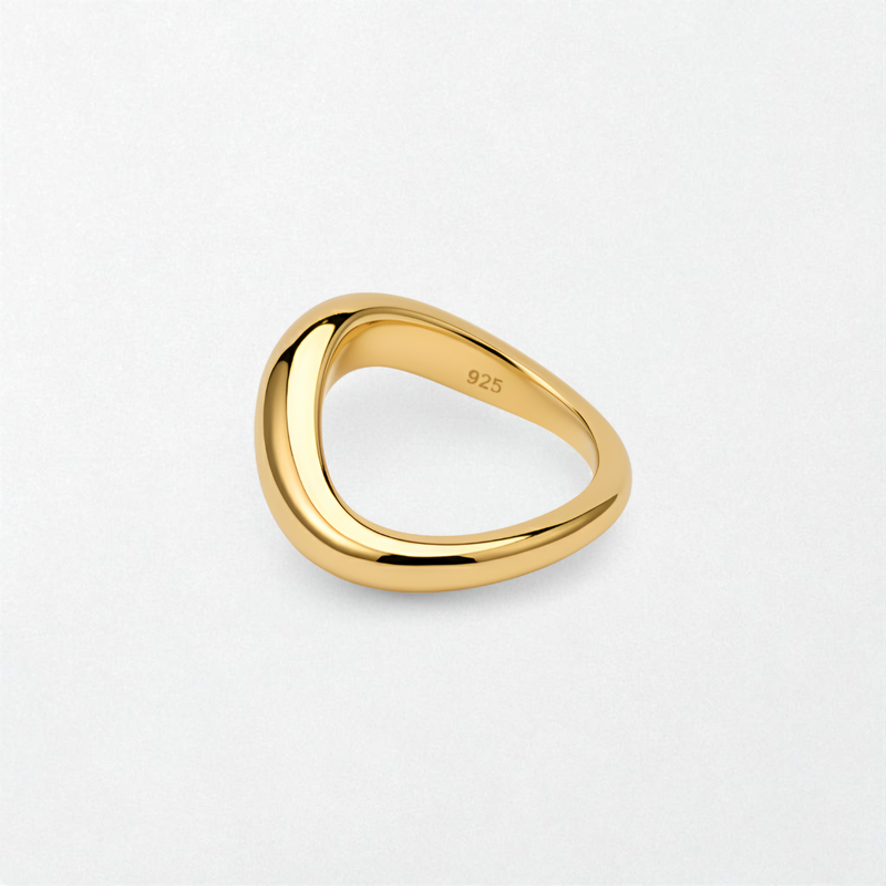 Bold Contour S925 14K Gold Plated Ring - Freya