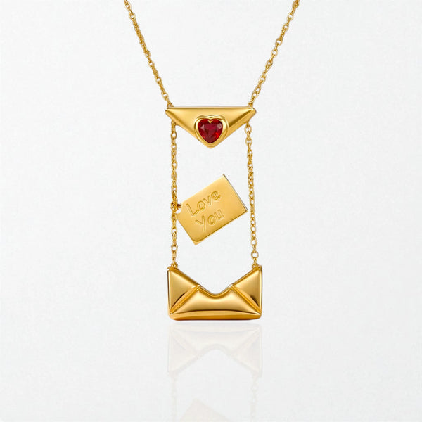 Love Letter Envelope Necklace - 18K Gold Plated - Amelie