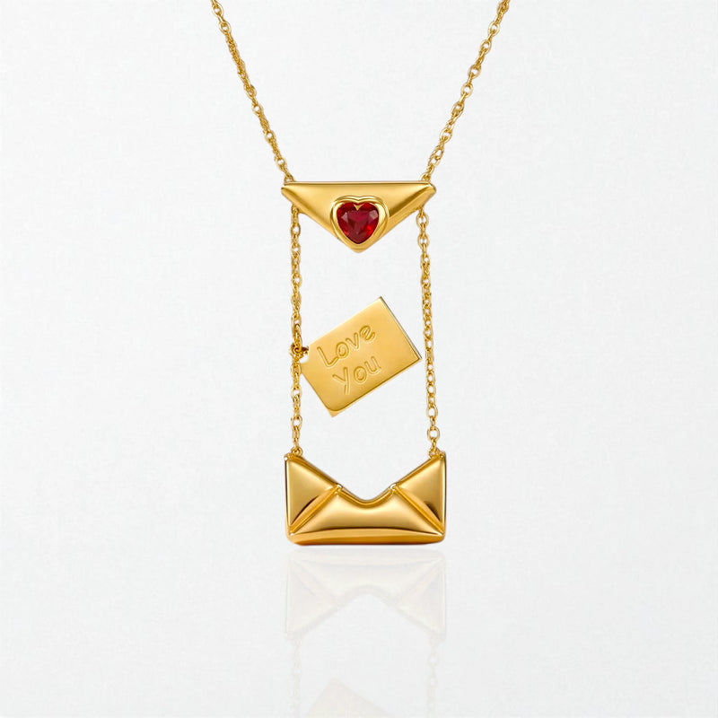 Love Letter Envelope Necklace - 18K Gold Plated - Amelie
