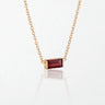 Juno birthstone necklace in 14K gold-plated waterproof stainless steel with a small baguette garnet red stone for January