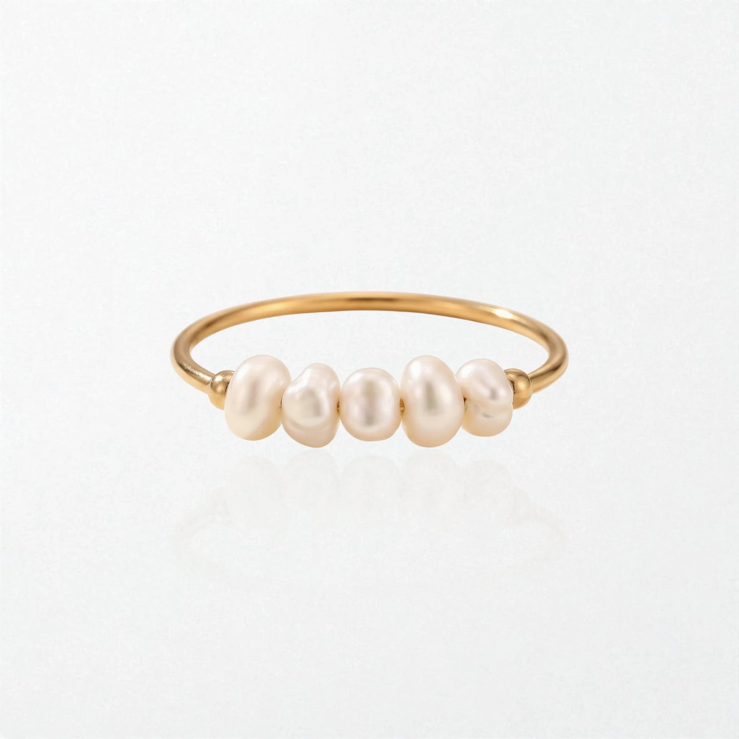 Minimalist Pearl Stacking Ring - 18K Gold Plated - Alva