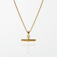 Minimalist T-Bar Necklace - 18K Gold Plated - Celine
