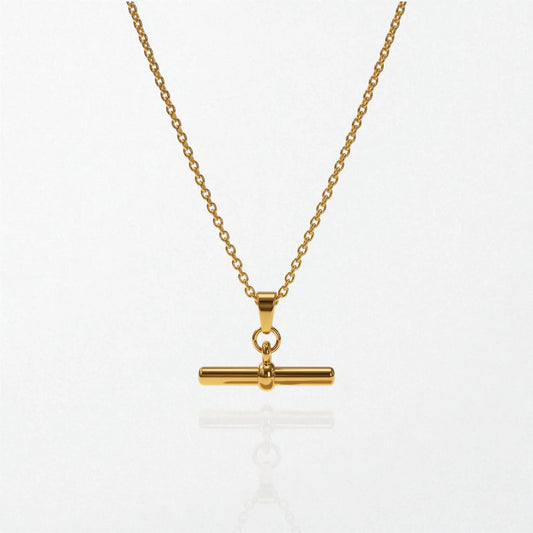 Minimalist T-Bar Necklace - 18K Gold Plated - Celine